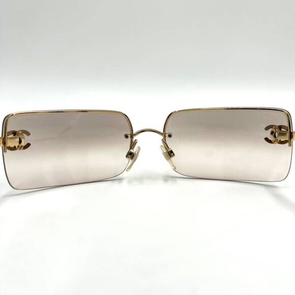 ✨ RARE Chanel Vintage Sunglasses Rhinestone CC Logo Rimless Gradient Gold Y2K - Picture 11 of 11